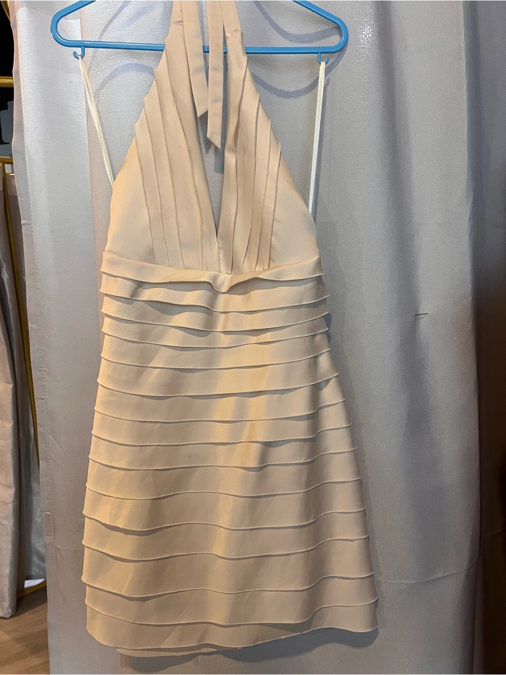 Ivory Halter Tiered Mini Dress